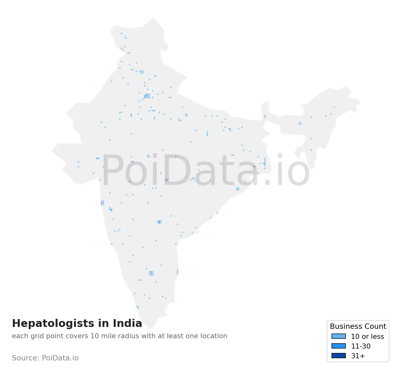 Hepatologist density map for India