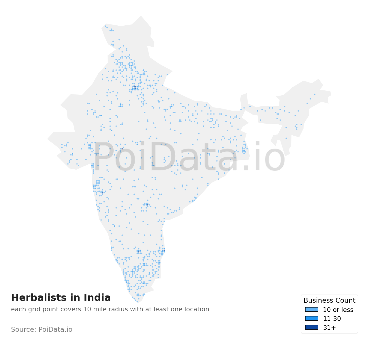 Herbalist density map for India