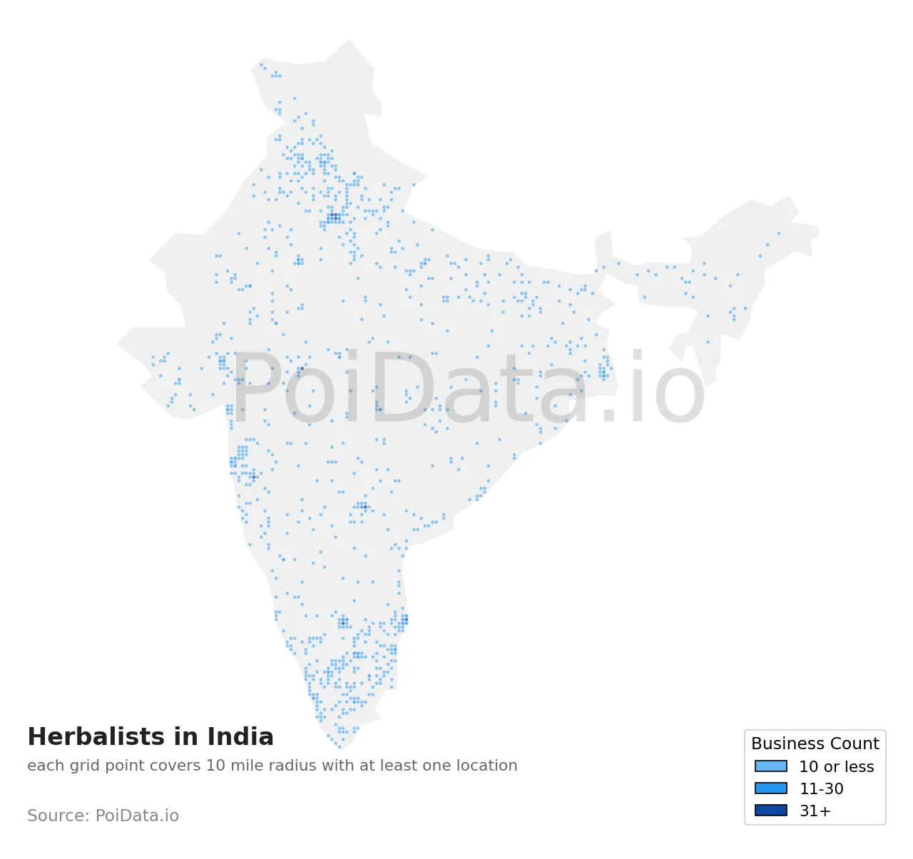 Herbalist density map for India
