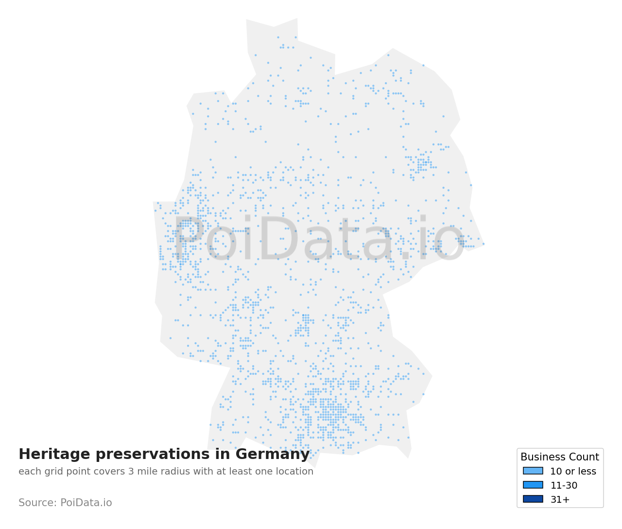 Heritage preservation density map for Germany