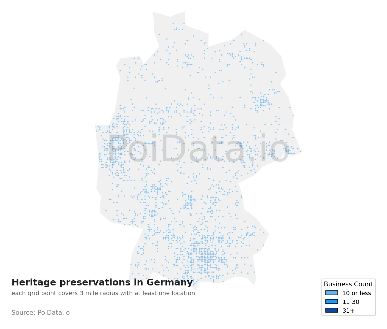 Heritage preservation density map for Germany