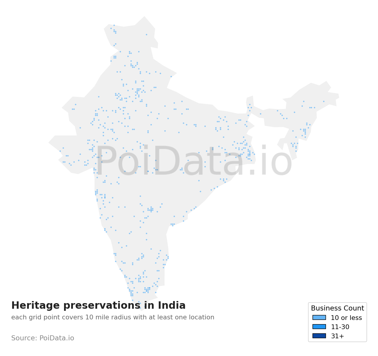 Heritage preservation density map for India