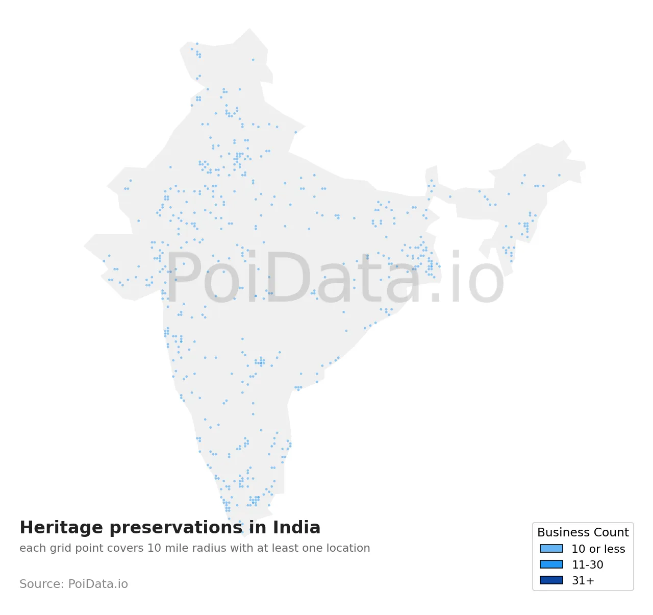 Heritage preservation density map for India