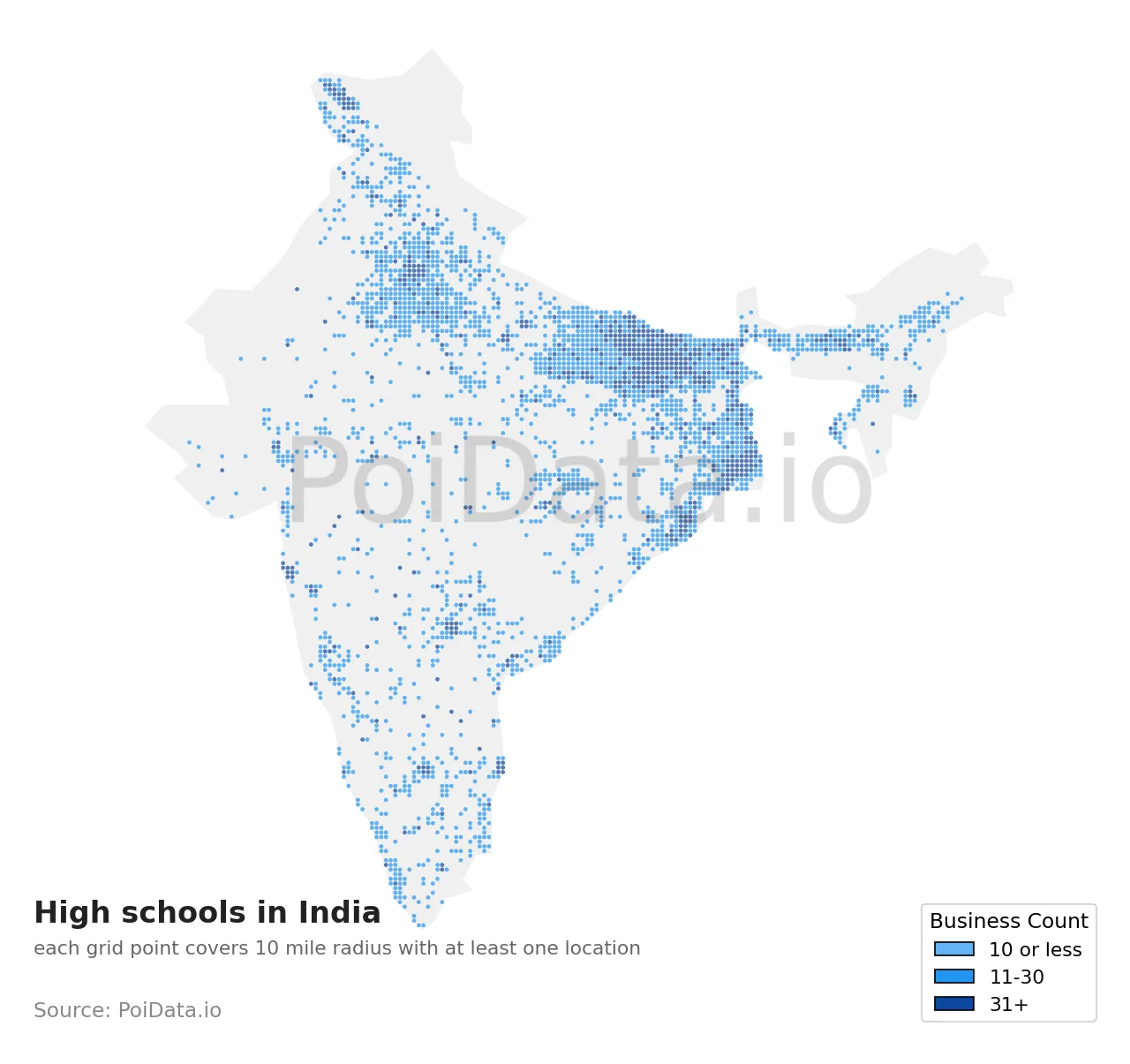 High school density map for India