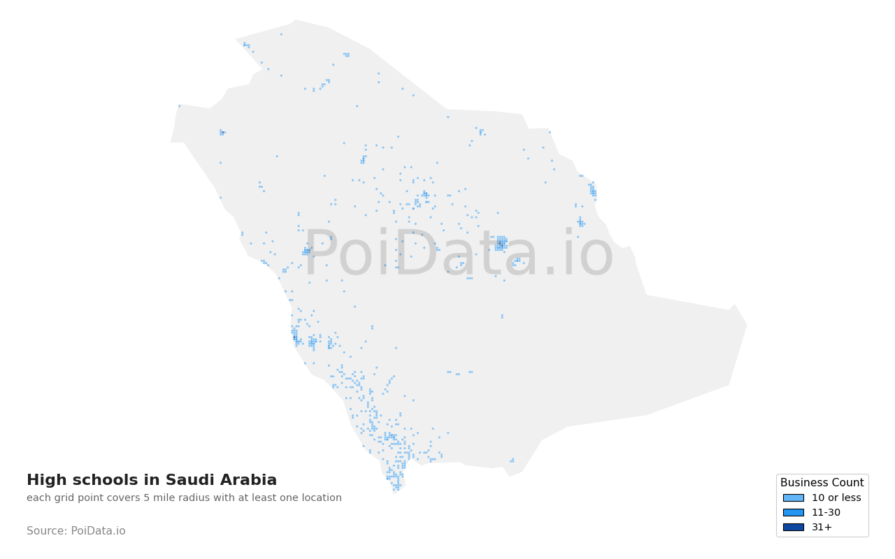 High school density map for Saudi Arabia