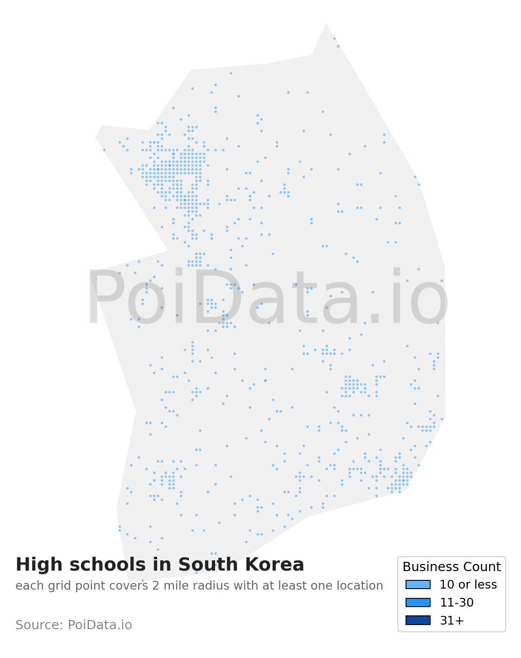 High school density map for South Korea