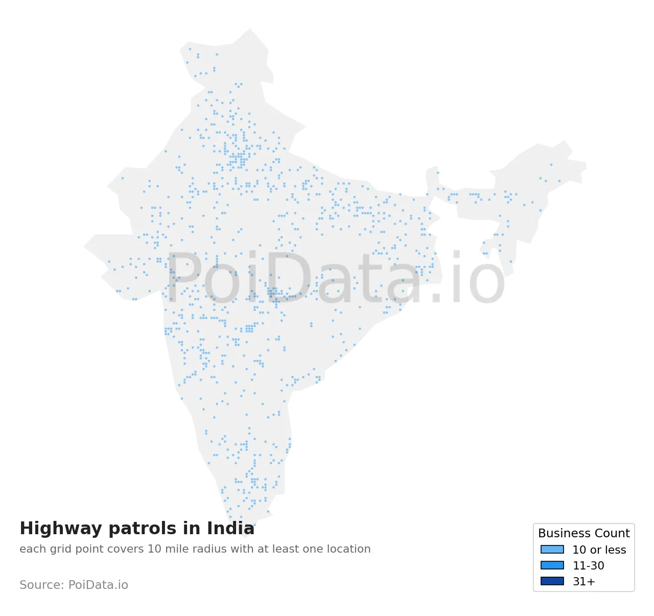 Highway patrol density map for India