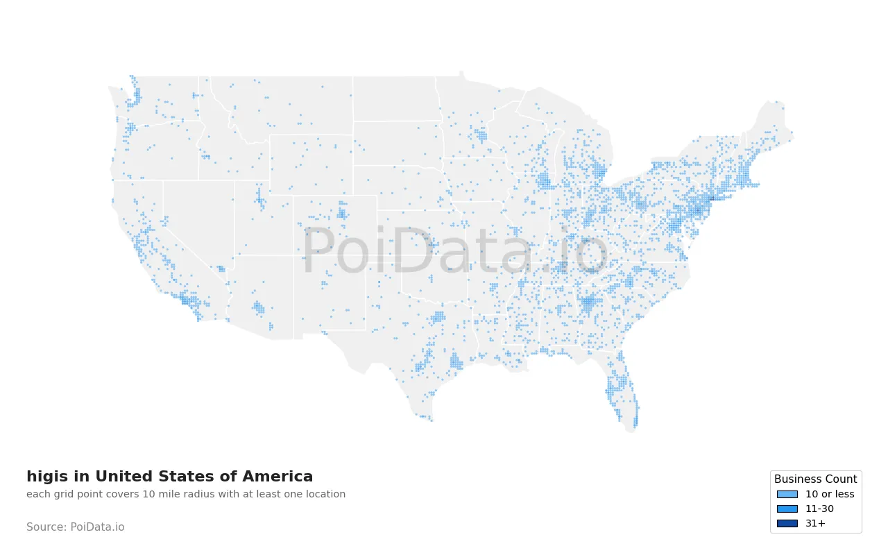 higi density map for United States