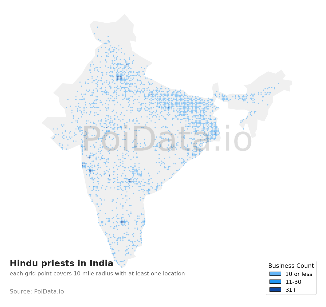 Hindu priest density map for India