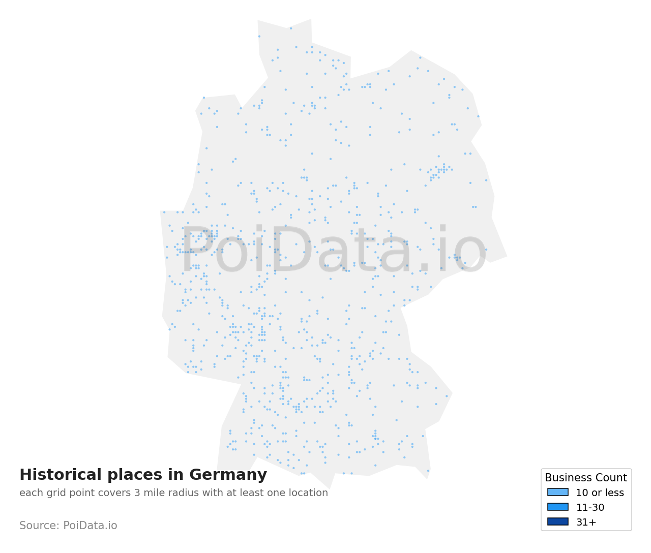 Historical place density map for Germany