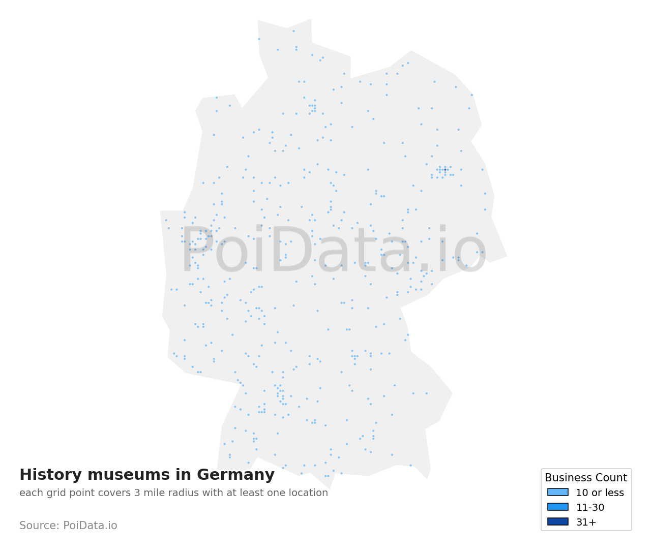 History museum density map for Germany