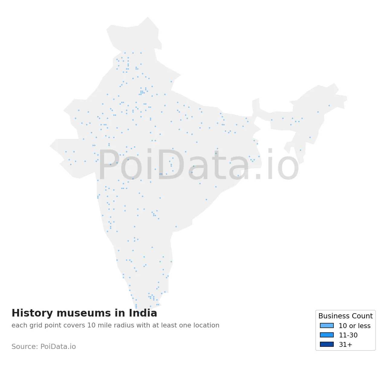 History museum density map for India