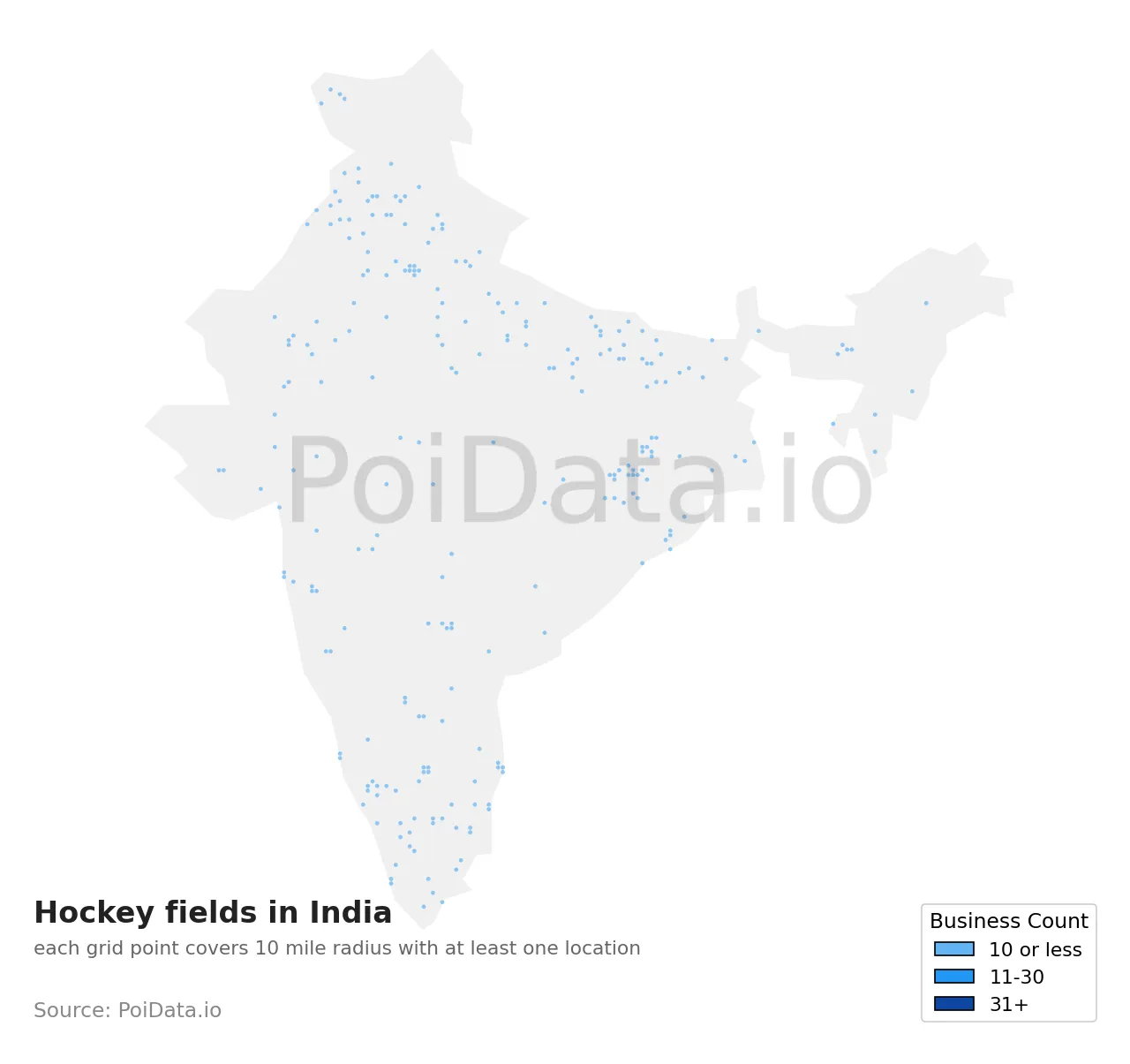 Hockey field density map for India