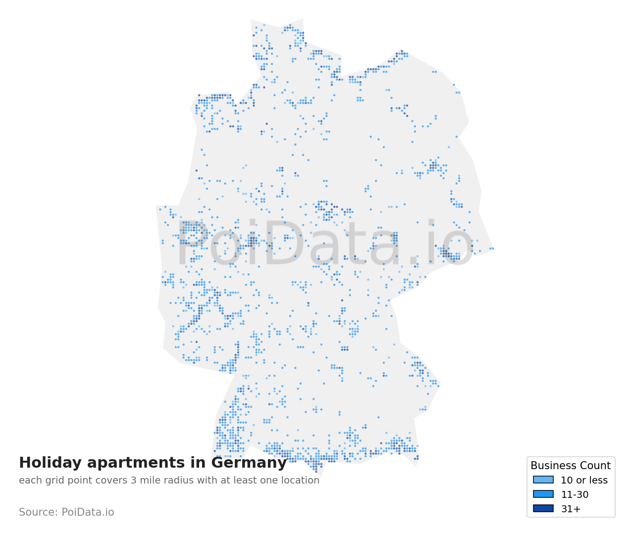 Holiday apartment density map for Germany