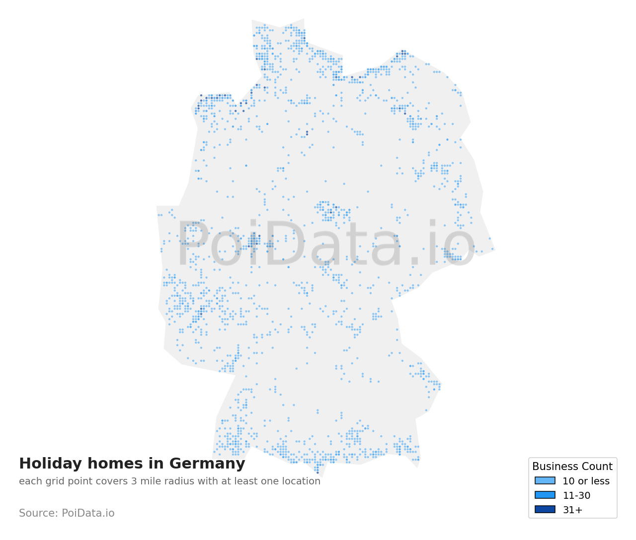 Holiday home density map for Germany