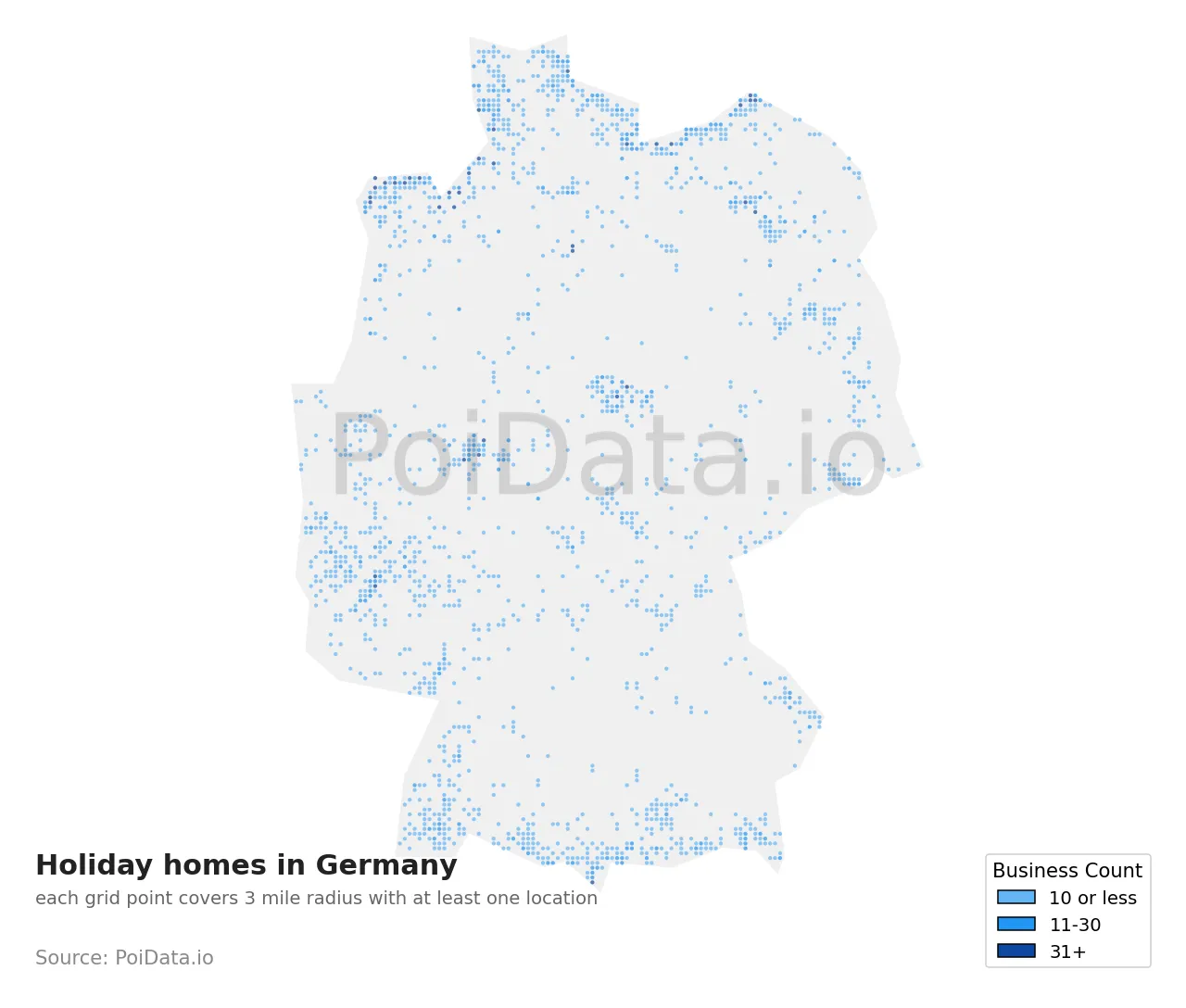 Holiday home density map for Germany