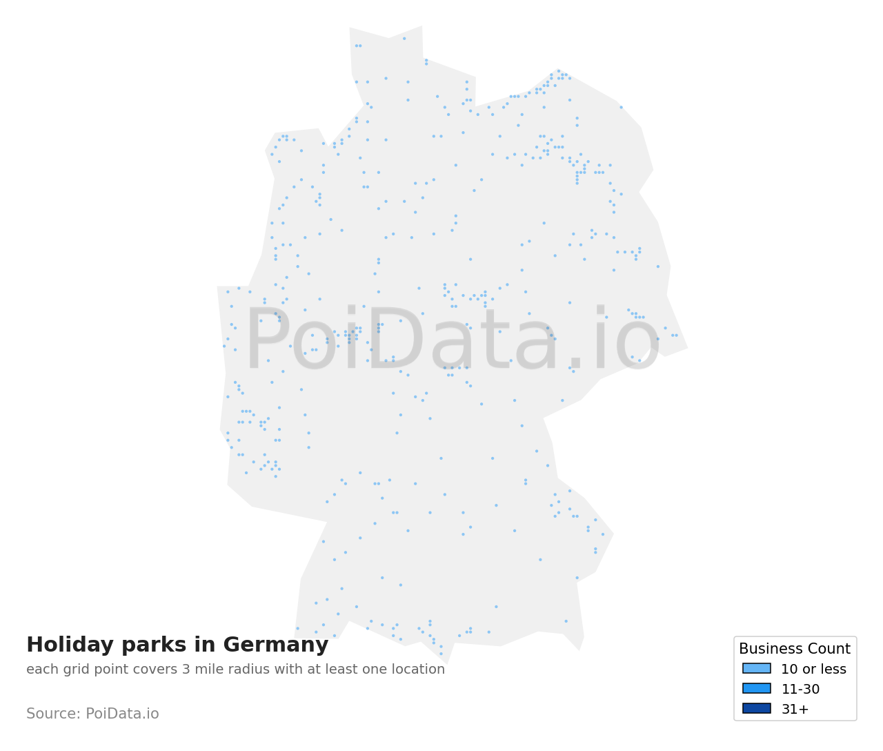 Holiday park density map for Germany