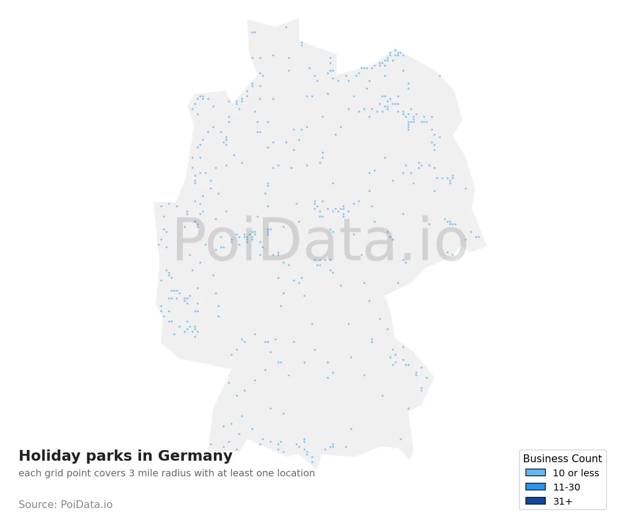 Holiday park density map for Germany