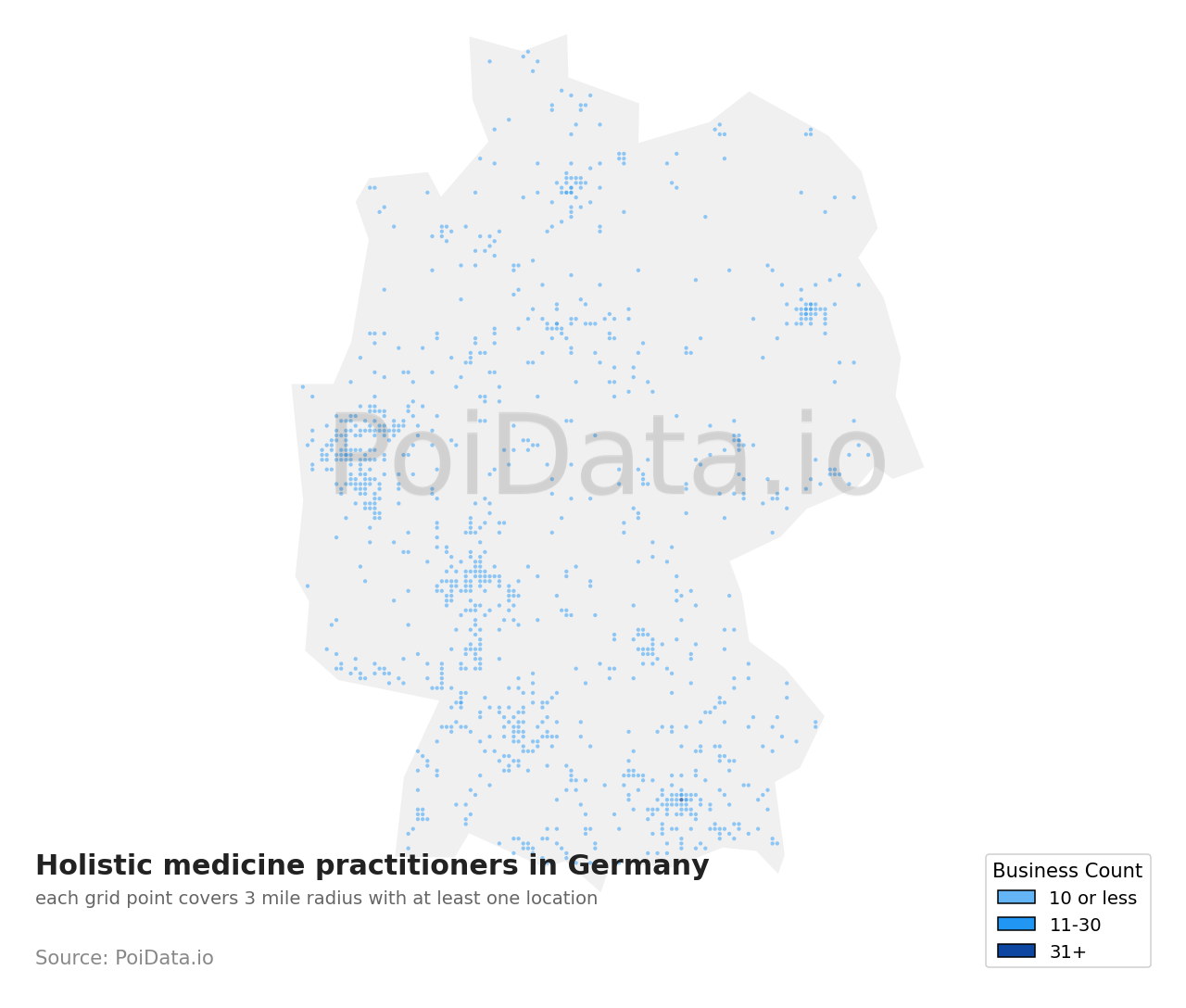 Holistic medicine practitioner density map for Germany