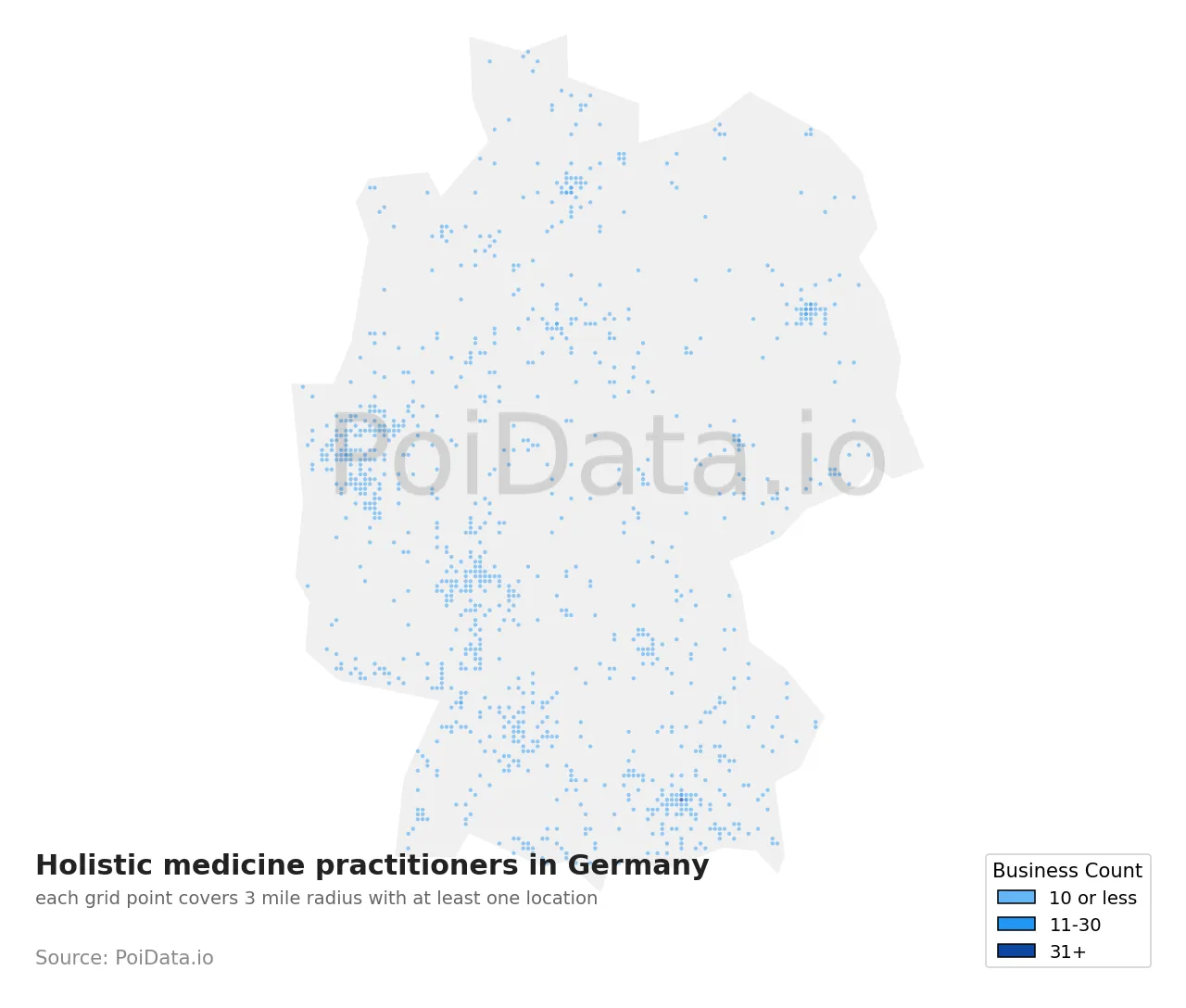 Holistic medicine practitioner density map for Germany