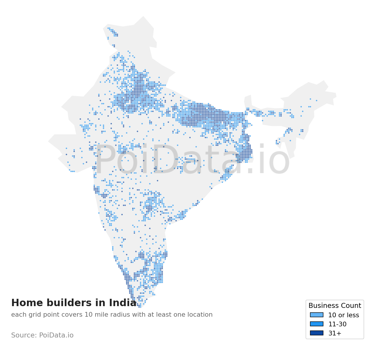 Home builder density map for India