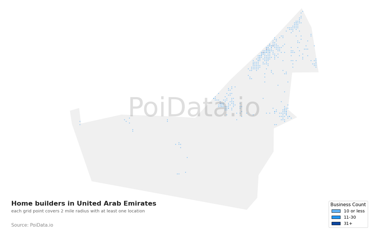 Home builder density map for United Arab Emirates