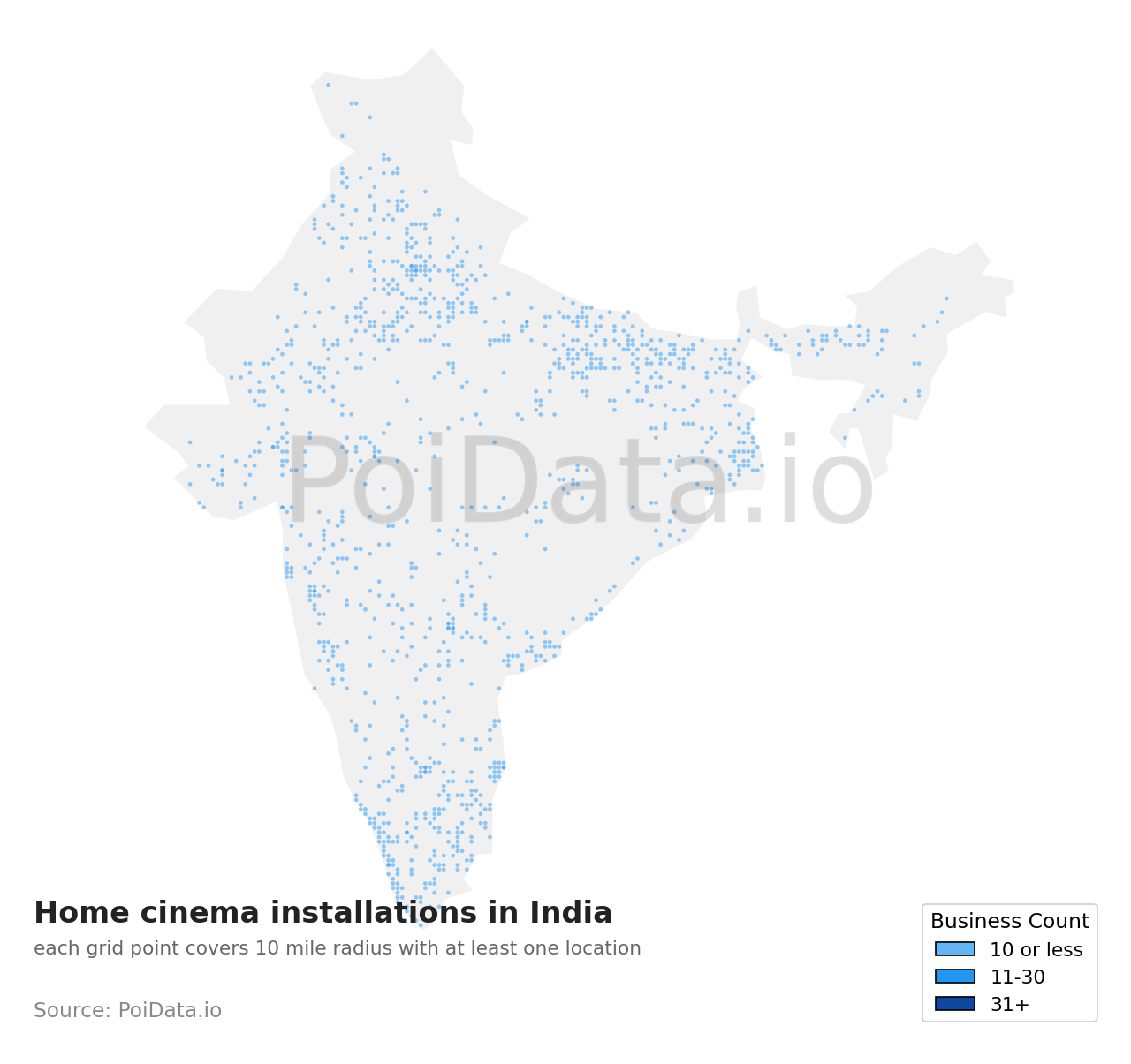 Home cinema installation density map for India