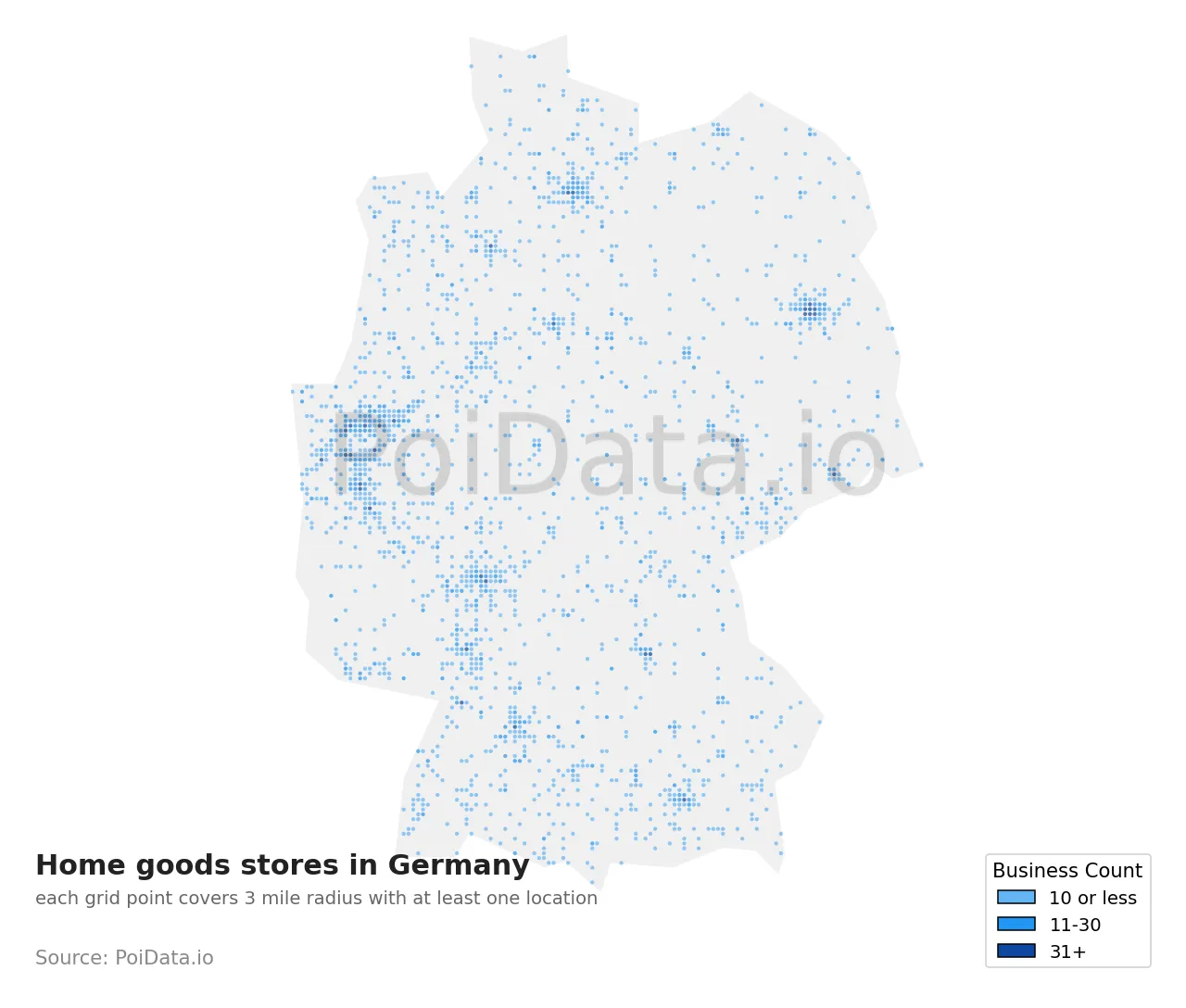 Home goods store density map for Germany