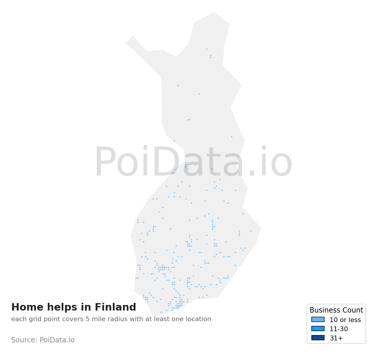 Home help density map for Finland