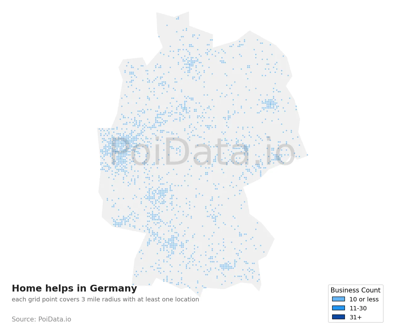 Home help density map for Germany