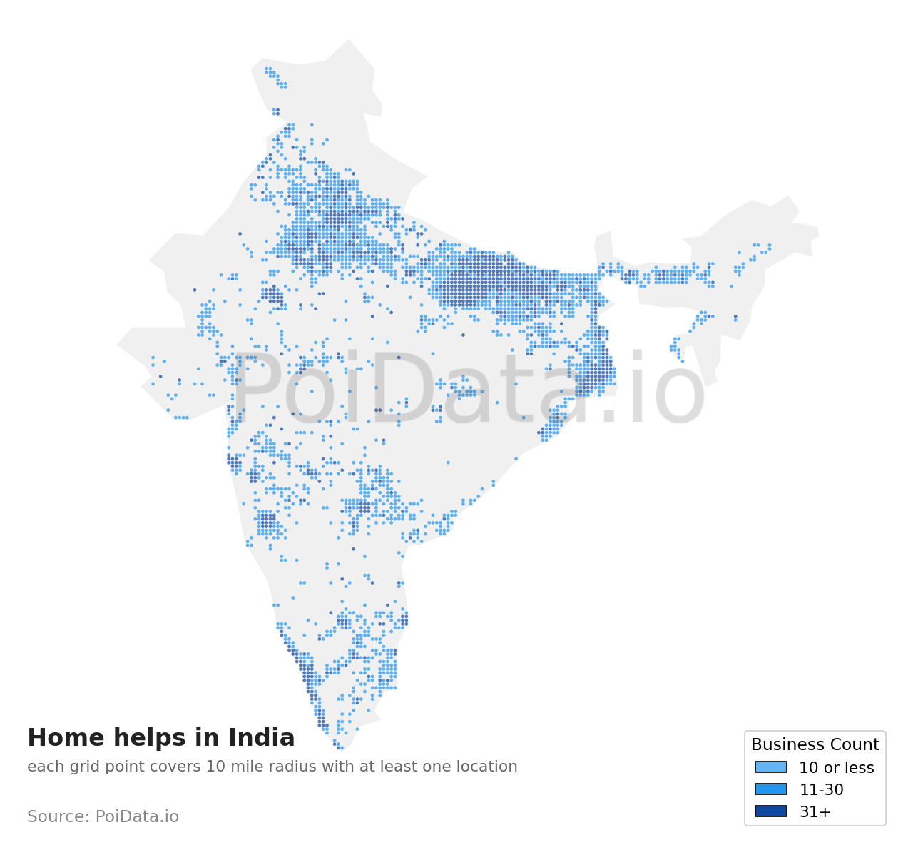 Home help density map for India