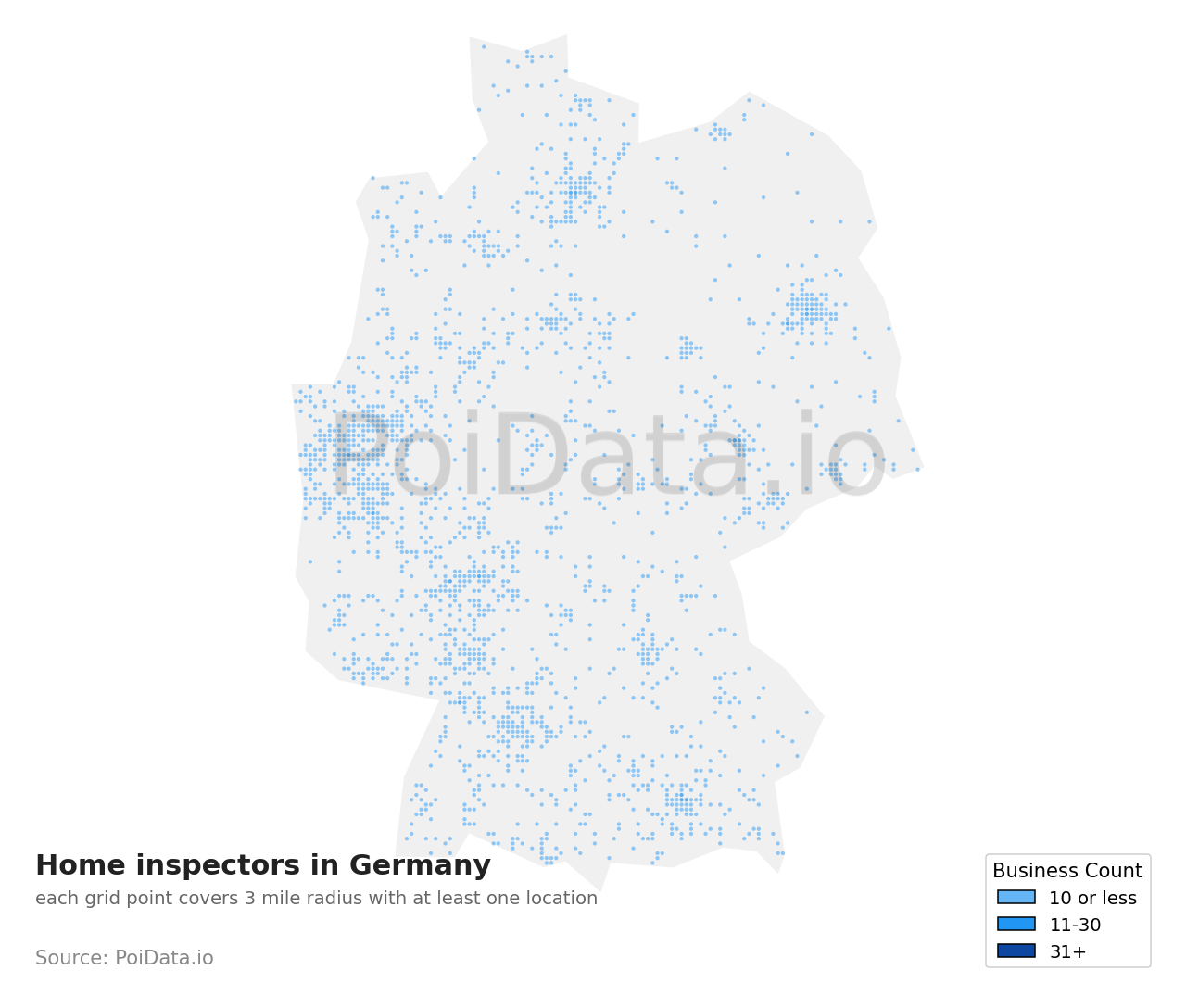 Home inspector density map for Germany