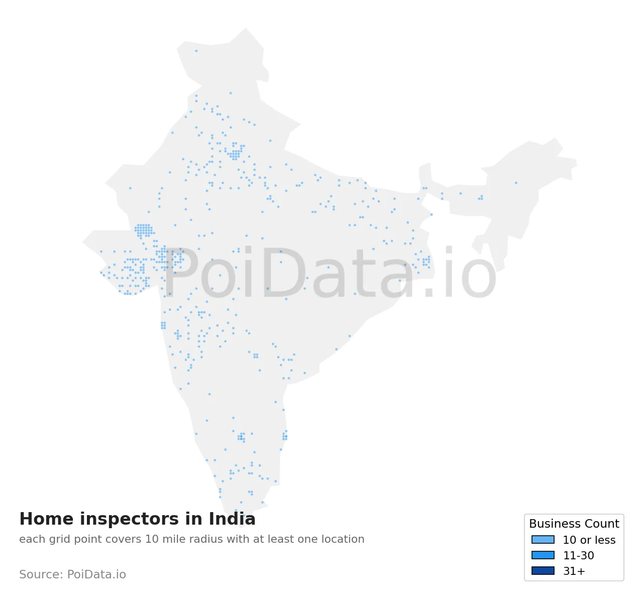 Home inspector density map for India