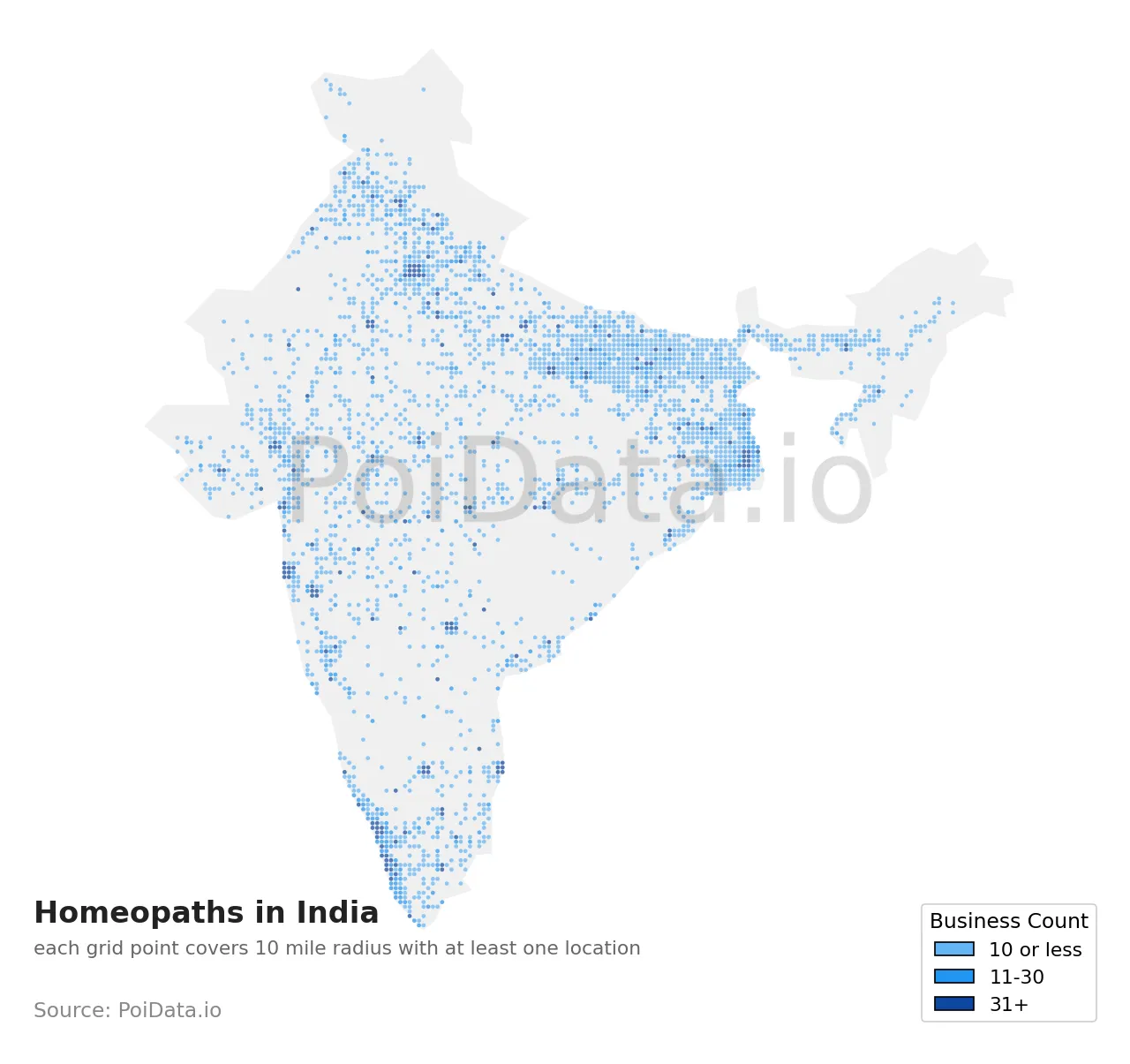 Homeopath density map for India