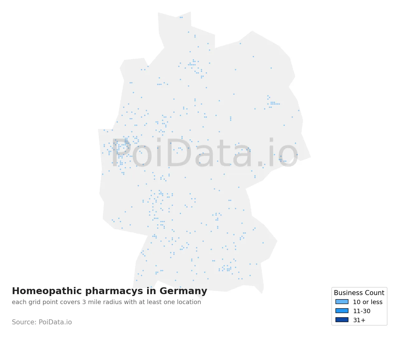 Homeopathic pharmacy density map for Germany