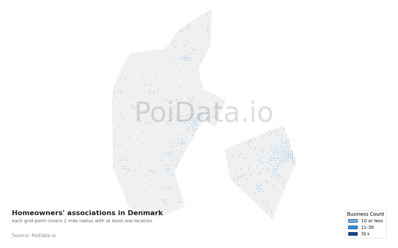 Homeowners' association density map for Denmark