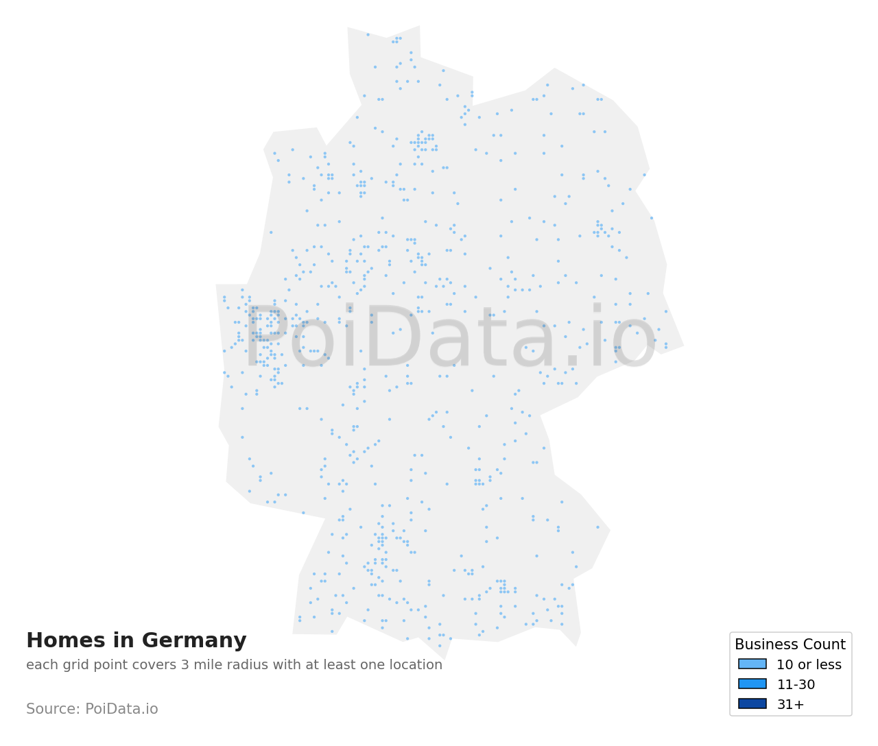 Homes density map for Germany