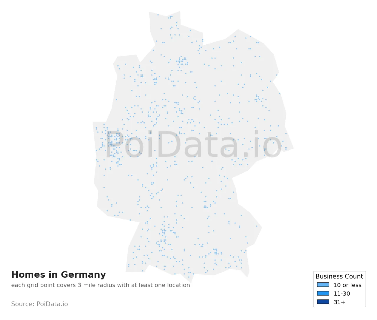 Homes density map for Germany