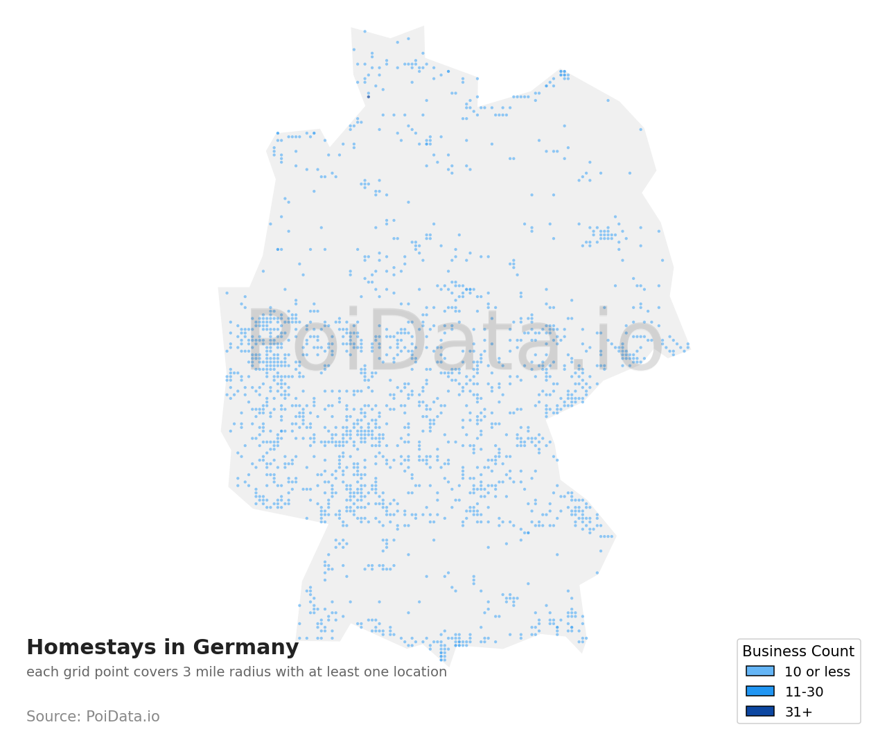 Homestay density map for Germany