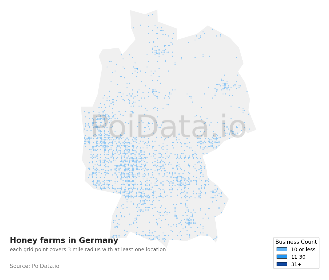 Honey farm density map for Germany