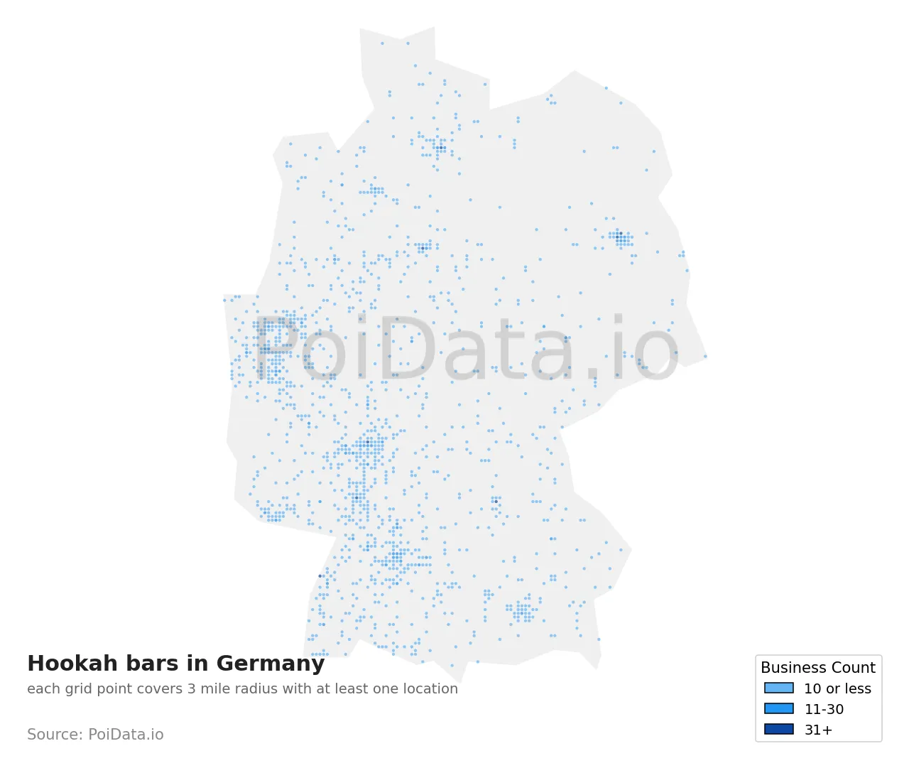 Hookah bar density map for Germany