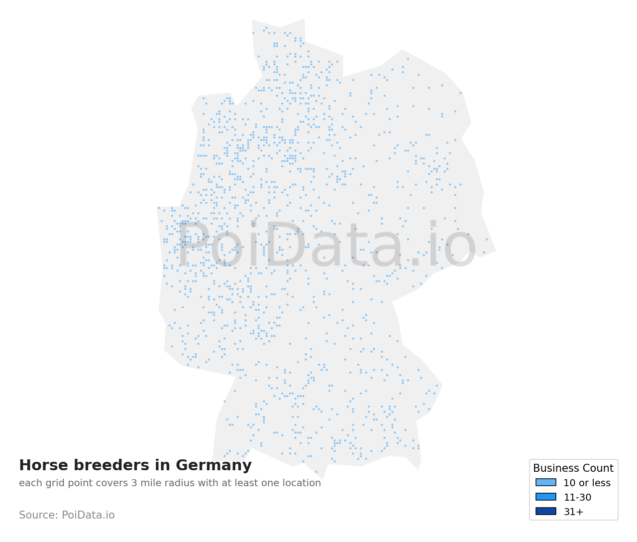 Horse breeder density map for Germany