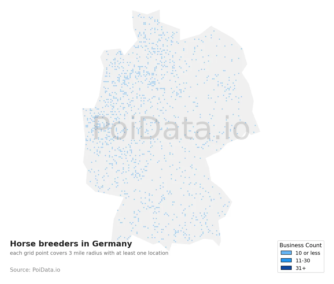 Horse breeder density map for Germany