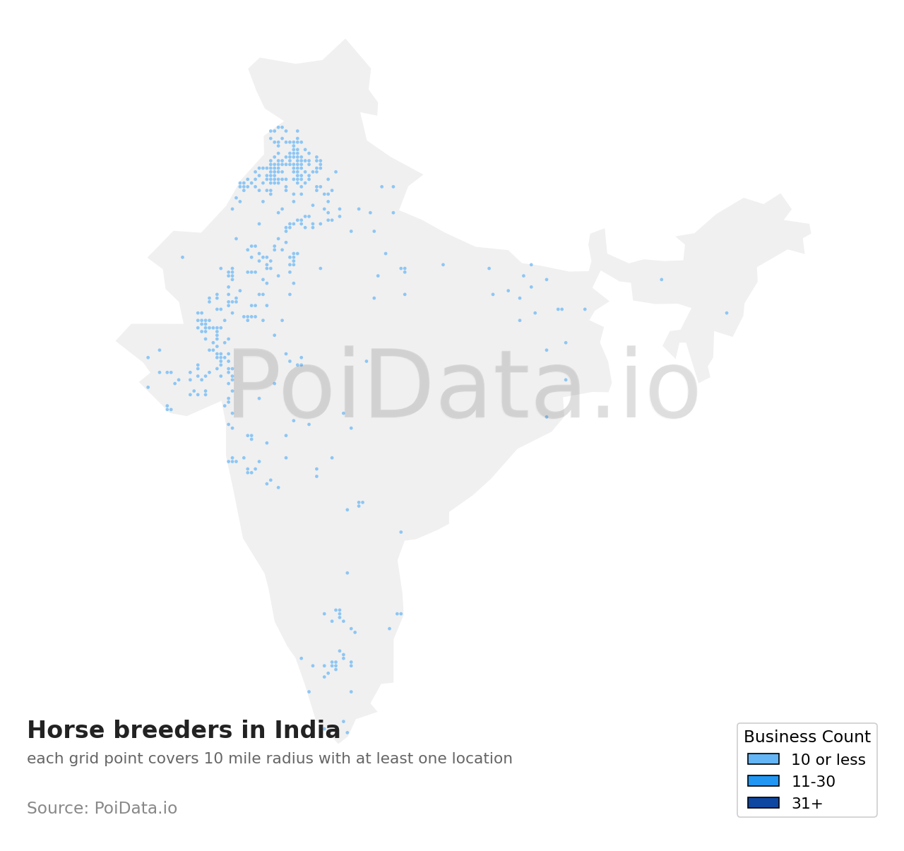 Horse breeder density map for India