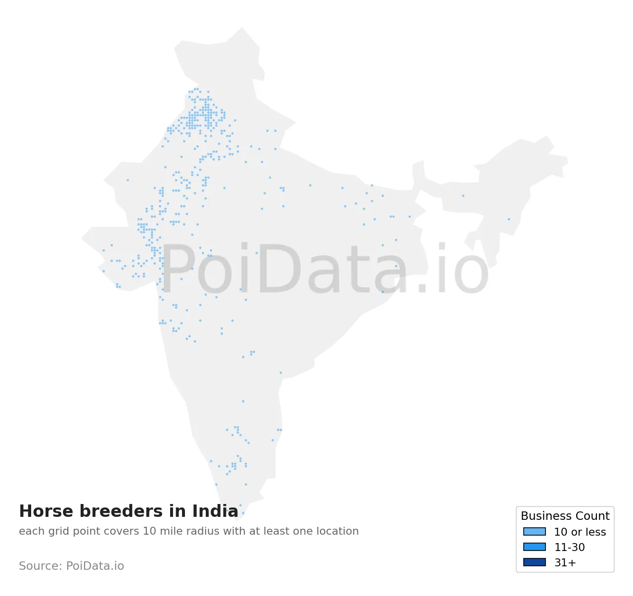 Horse breeder density map for India