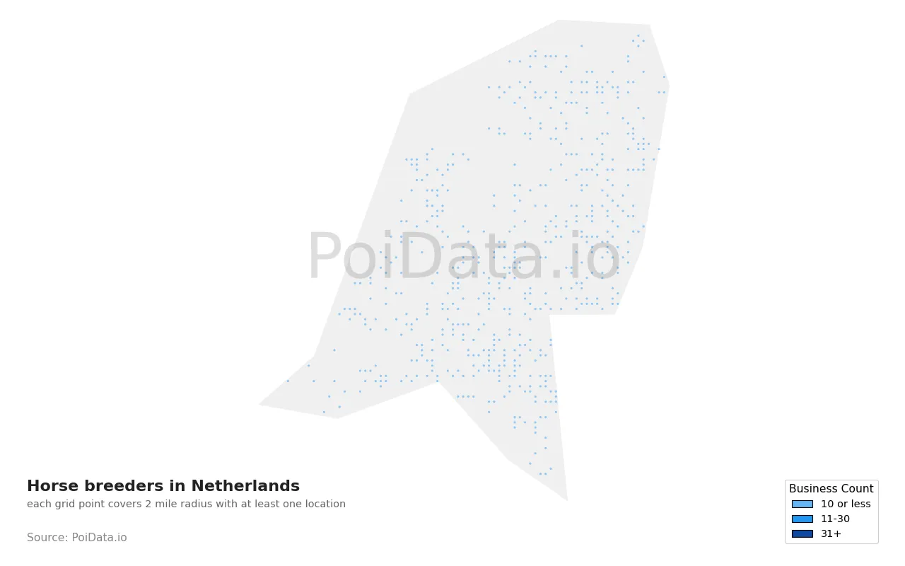 Horse breeder density map for Netherlands