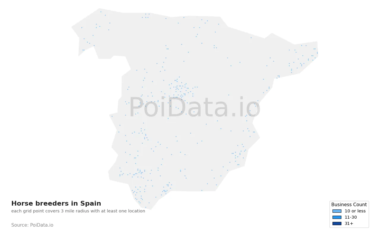 Horse breeder density map for Spain