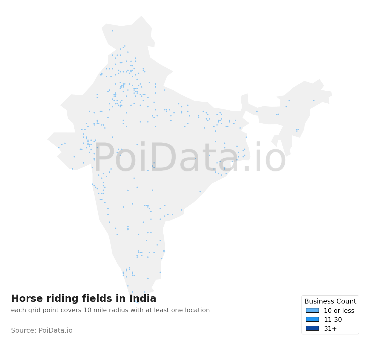 Horse riding field density map for India