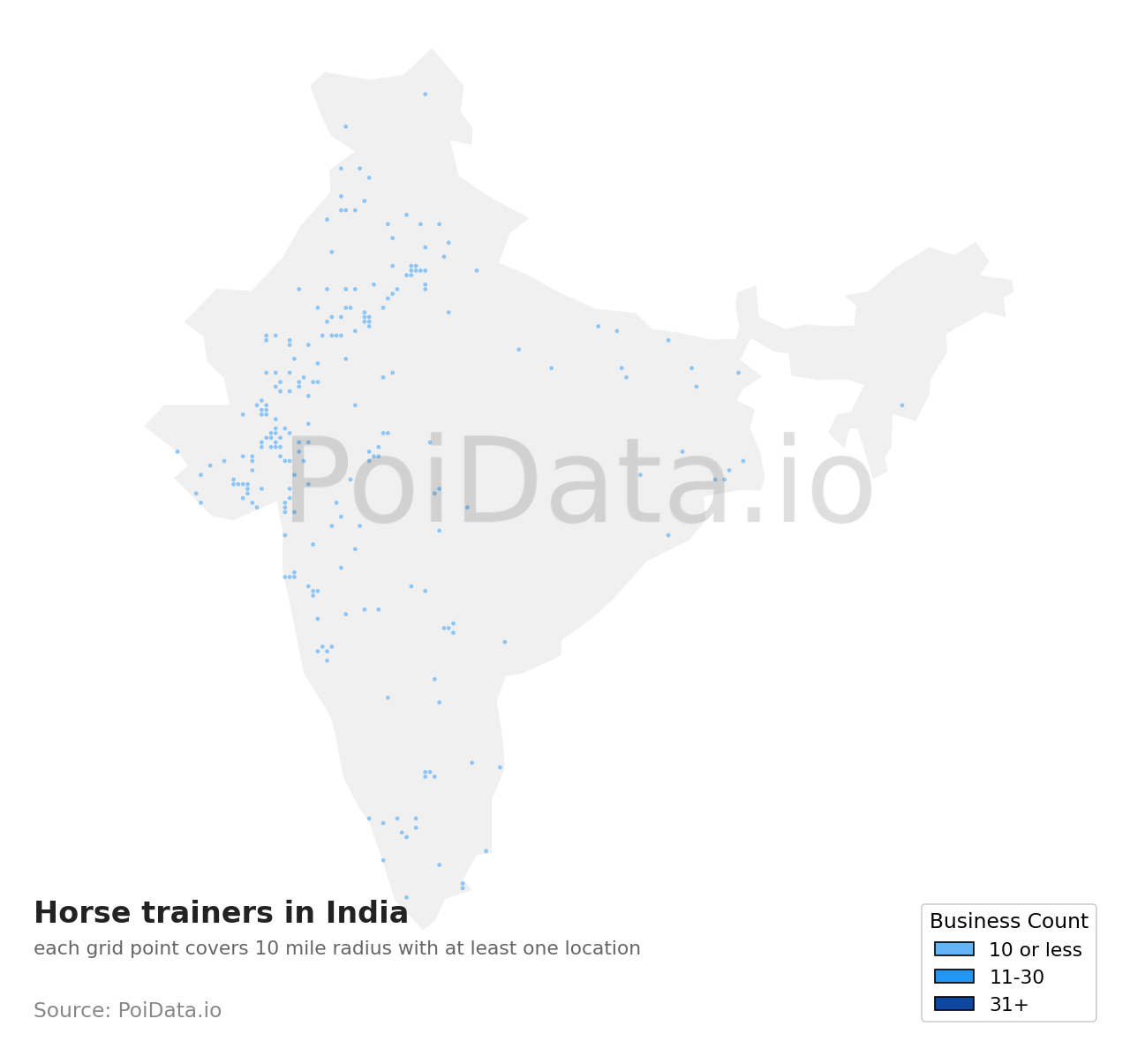 Horse trainer density map for India