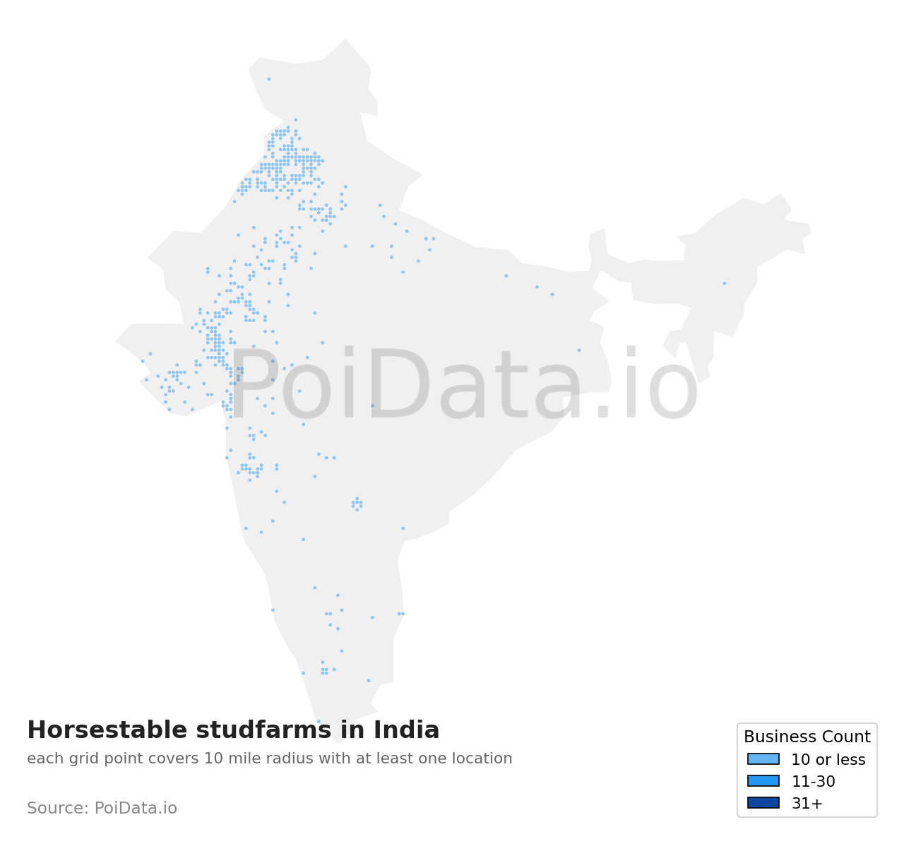 Horsestable studfarm density map for India